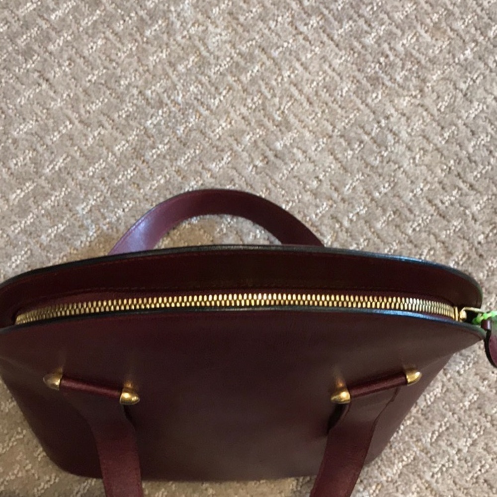 Cartier Paris Burgundy/Wine Tall Dome Bag wSignature Cartier Fabric Interior EUC - Picture 3 of 11